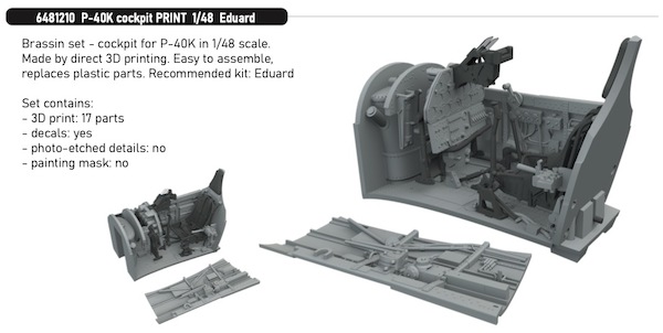 Curtiss P40K Cockpit (Eduard) E64812130