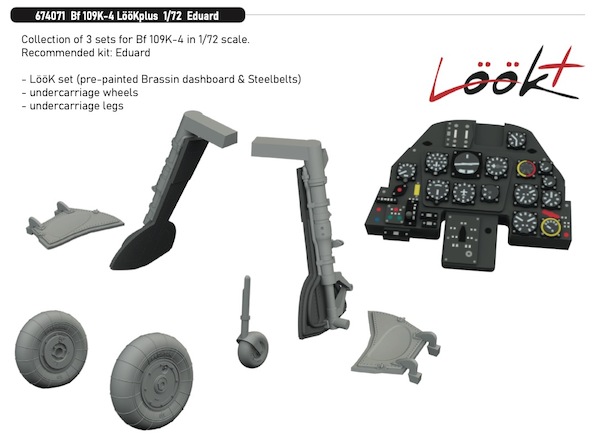 Messerschmitt BF109K-4 Löök+ Instrument Panel and seatbelts, wheels, Undercarriage Legs (Eduard) E674064