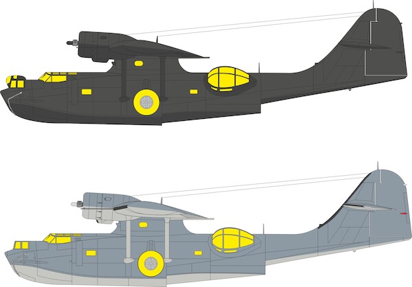 Mask PBY5A Catalina canopy, other glassparts and wheels TFace (Revell, Monogram, Eduard) EX1182