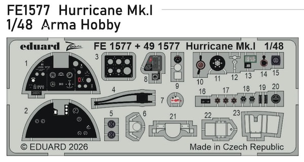 Detailset Hawker Hurricane MKI Interior (Arma Hobby) FE1577