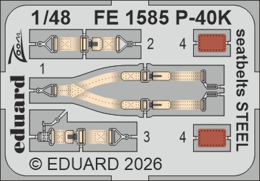 Detailset Curtiss P40K Seatbelts (Eduard) FE1585