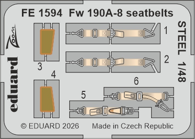 Detailset Focke Wulf FW190A-8 Seatbelts (Hobby Boss) FE1594