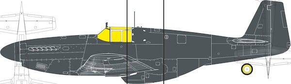 Mask P51B Mustang Birdcage Canopy and tailwheels TFace (Eduard) jx351