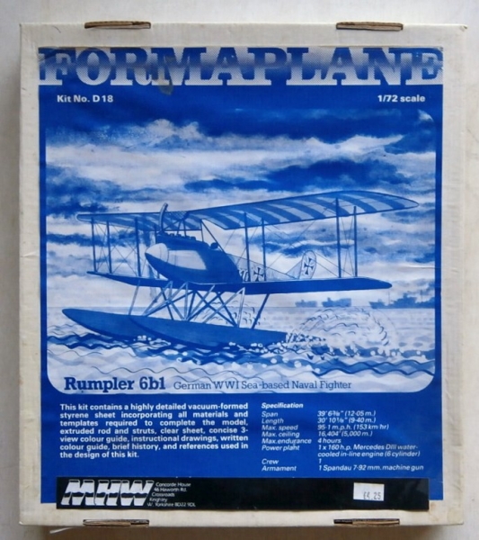 Rumpler 6b1, German WWII Seaplane based naval Fighter D18