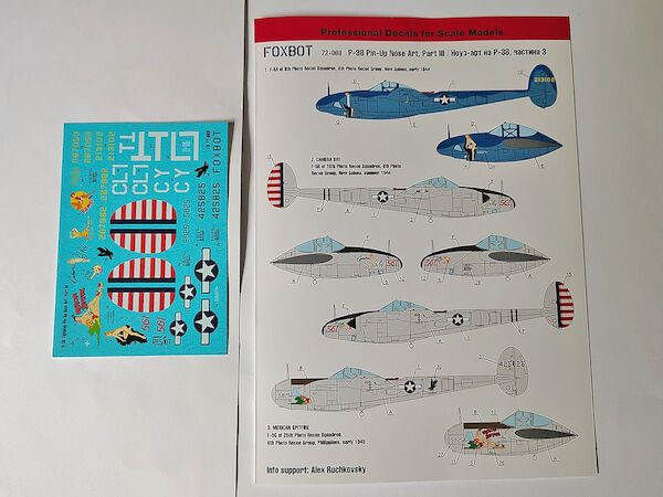 Lockheed P38 Lightning Pin Up Nose art part 3 Without Stencils FOX72-068A