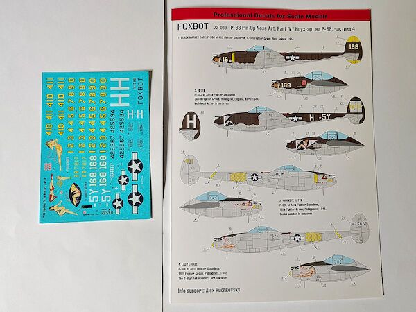 Lockheed P38 Lightning Pin Up Nose art part 4 Without Stencils FOX72-069A