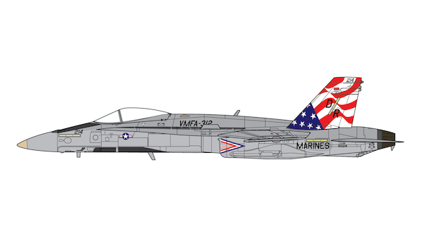F/A 18C Hornet U.S. Marine Corps 165214/DR-214 VMFA-312, U.S. flag design on tail GAUSM10005