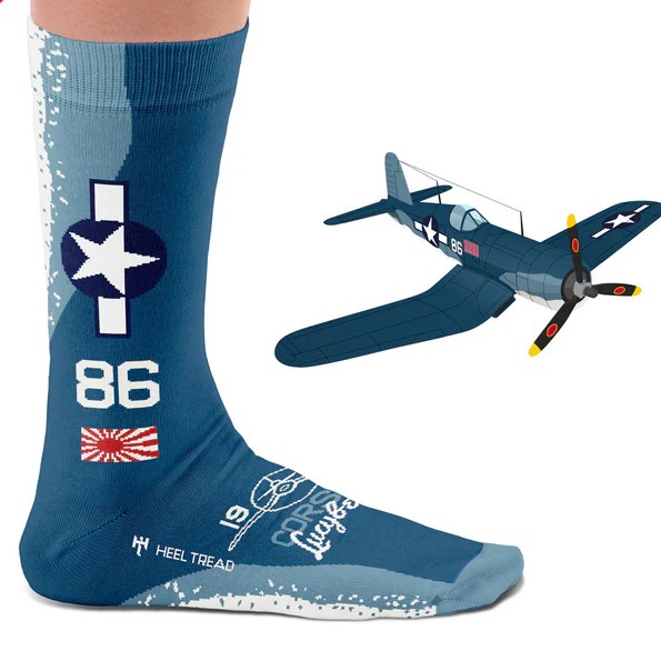 Pair of war machine socks: USAF F4U-1 Corsair Lucybelle SOCK LUCY