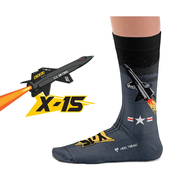 Pair of war machine socks: USAF X-15 SOCK X-15