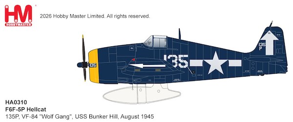 F6F-5P Hellcat US Navy, 135P, VF-84 "Wolf Gang", USS Bunker Hill, August 1945 HA0310