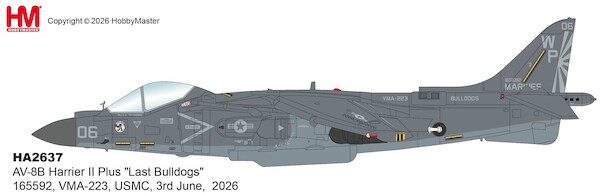 Harrier II Plus AV-8B "Last Bulldogs" 165592/WP-06, VMA-223, USMC, 3rd June, 2026 HA2637