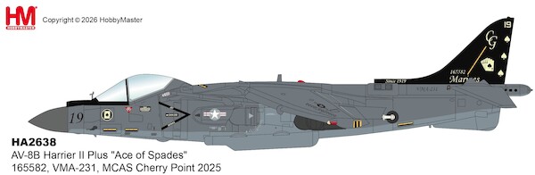 Harrier II Plus AV-8B "Ace of Spades" 165582/CG-19, VMA-231, MCAS Cherry Point 2025 HA2638