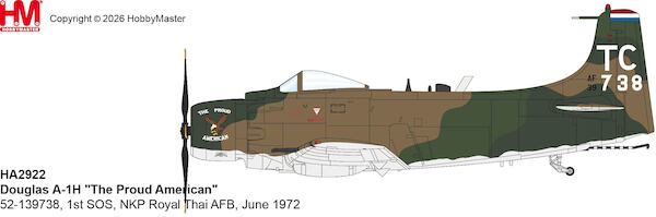 Douglas A-1H Skyraider, "The Proud American" 52-139738, 1st SOS, NKP Royal Thai AFB, June 1972 HA2922