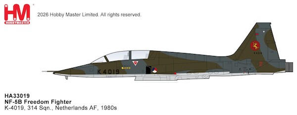 Northrop F-5B Freedom Fighter RNLAF, KLU, Royal Netherlands Air Force, 314 Sqn., 1980s (w/decal of 314 sqn. for 4017, 4019, 4020) HA33019