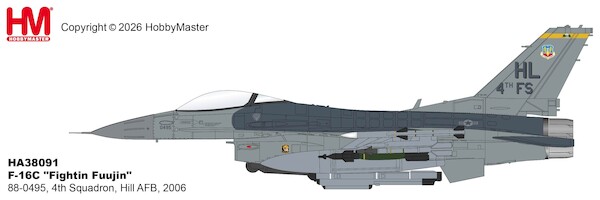 F-16C USAF "Fightin Fuujin" 88-0495/HL, 4th Squadron, Hill AFB, 2006 HA38091