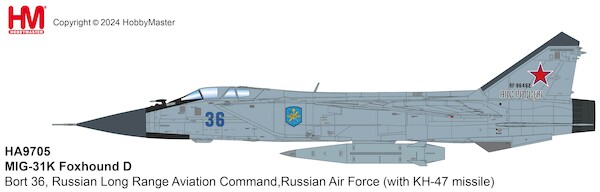 MIG31K Foxhound D Bort 36, Russian Long Range Aviation Command, Russian Air Force (with KH-47 missile)  HA9705