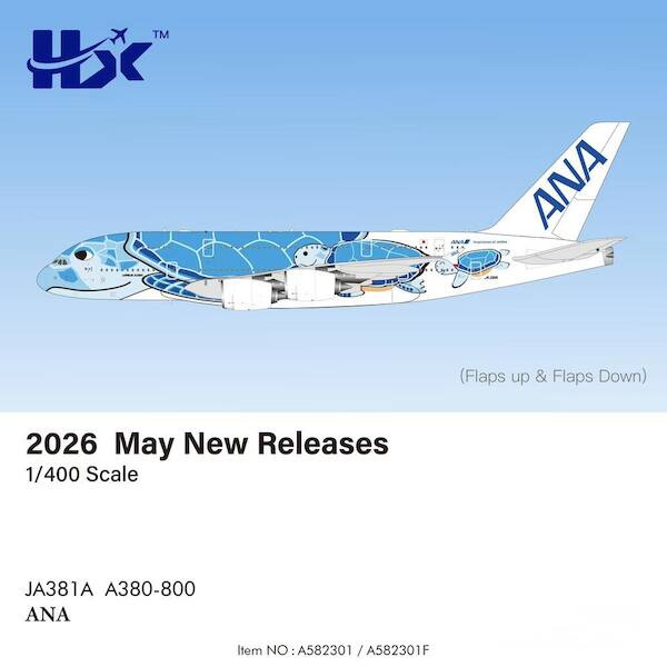 Airbus A380 ANA Flying Honu-Lani (Blue Turtle ) JA381A Flaps Down A582301F