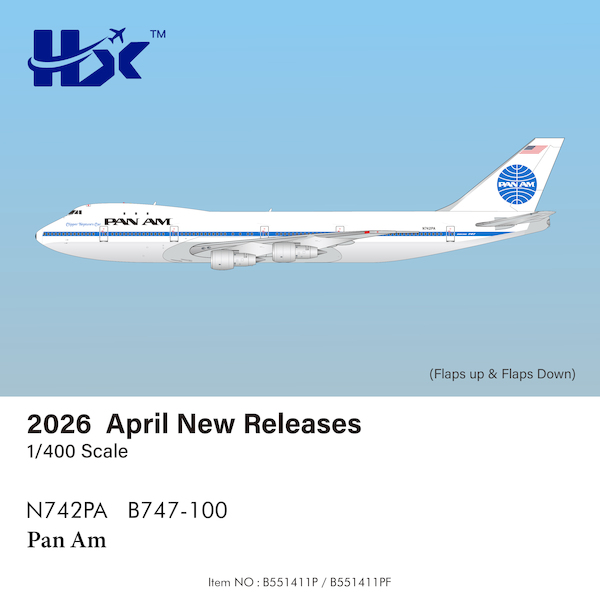Boeing 747-200 Pan Am “Clipper Neptune's Car" N742PA Flaps Down Polished B551411PF