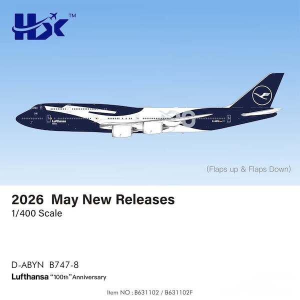 Boeing 747-8 Lufthansa 100 years D-ABYN Flaps Down B631102F