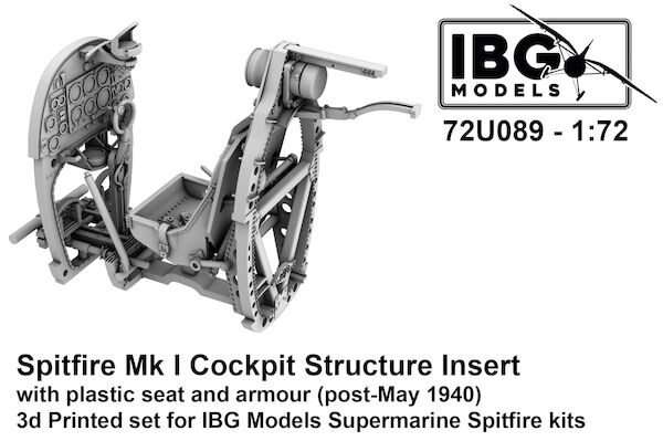 Spitfire MK1 Cockpit Structure Insert with plastic seat with armour (post-May 1940) IBG) 72U089