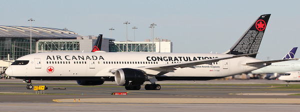 Boeing 787-9 Dreamliner Air Canada "Congratulations" C-FVNB Flaps Down  XX40239A
