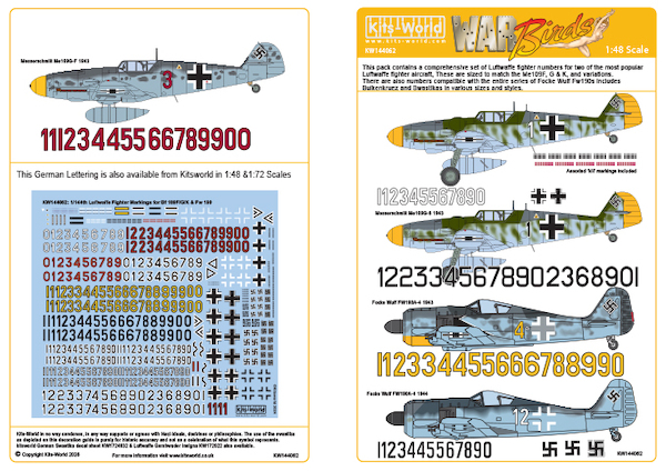 German Lettering and Insignia or BF109F/G/K and FW190 kw144062