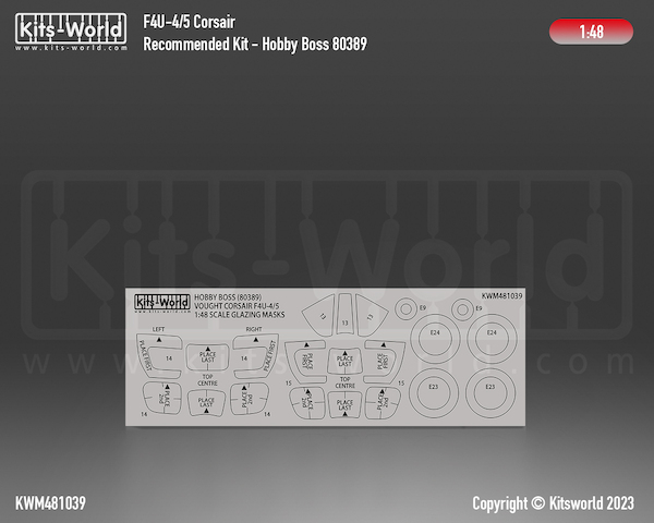 F4U-4/5 Corsair Canopy and wheel mask (Hobby Boss) kwm481039