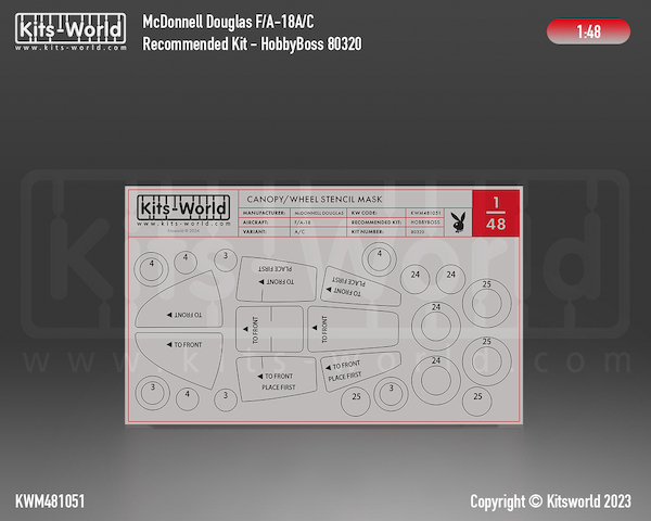F/A18A/C Hornet Canopy and wheel mask (Hobby Boss 80320) kwm481051