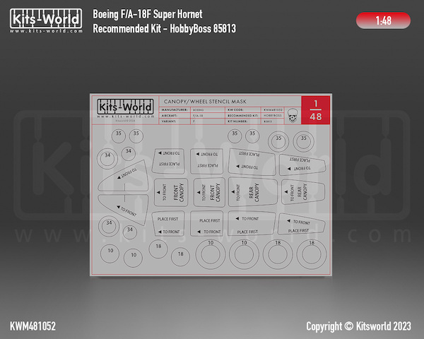 F/A18E/F Super Hornet Canopy and wheel mask (Hobby Boss 85815) kwm481052