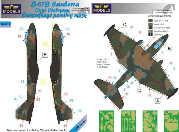 Martin B57B Canberra over Vietnam Camouflage Painting Mask  LFM48115