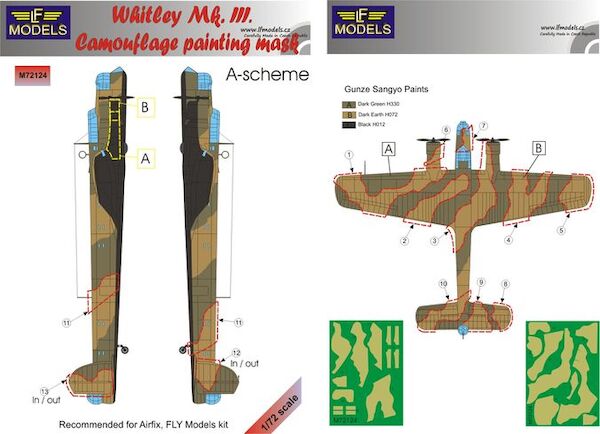 Whitley MKIII Camouflage Painting Mask Pattern A  (Arfix, Fly Models)  LFM72124