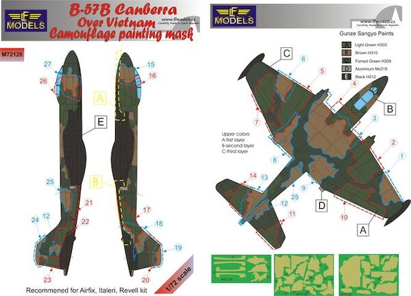 Martin B57B Canberra over Vietnam Camouflage Painting Mask  LFM72126