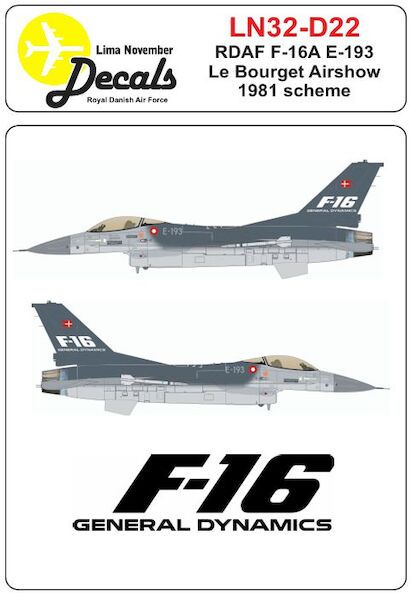 RDAF F-16A E-193 in the colors from Le Bourget 1981 LN32-D22