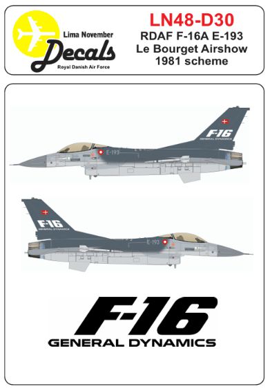 RDAF F-16A E-193 in the colors from Le Bourget 1981 LN48-D30