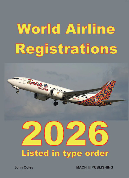 World Airline Registrations 2026, aircraft listed in type of aircraft order WAR26V2