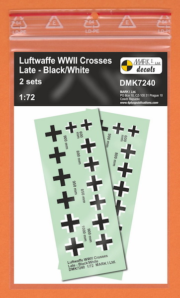 Luftwaffe WWII Crosses, late type - Black/White (2 sets) DMK7240