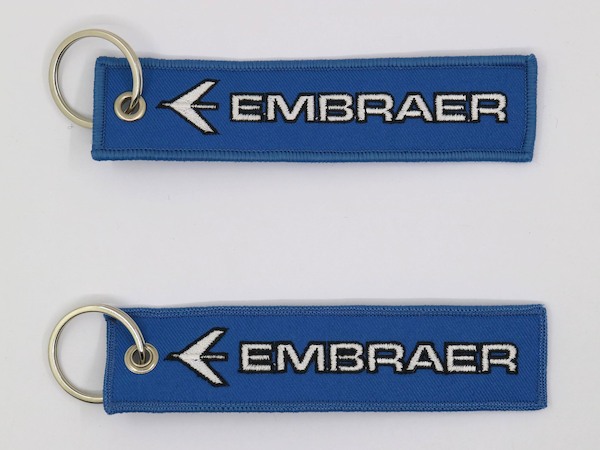Keyholder with EMBRAER on both sides, blue background  KEY-EMBRAER