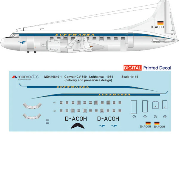 Convair CV340 (Lufthansa 1954 Delivery and pre service design) MD440840-1
