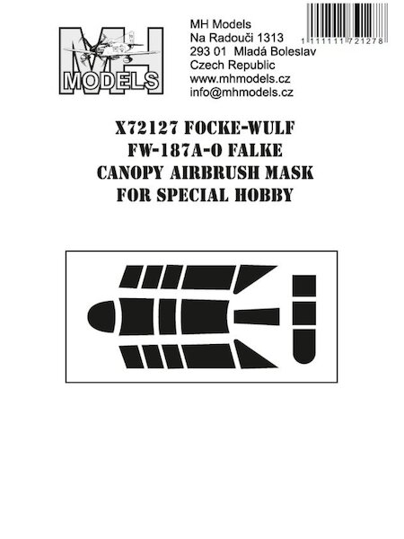 Focke Wulf FW187A-0 Falke Canopy mask (Italeri/Bilek) X72127