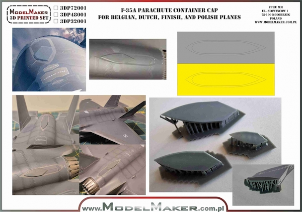 F35A Parachute Container Cap , for Dutch, Belgian, Norwegian, Finnish and Polish planes MMD-3DP32001