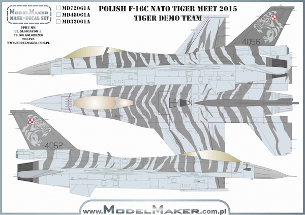 F16C Fighting Falcon (Polish AF NATO Tiger meet 2015, Tiger demo team) Masking foil MMD-YM48061