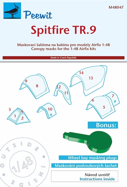 Supermarine Spitfire Tr9 Canopy and wheelbay Mask (Airfix) M48047
