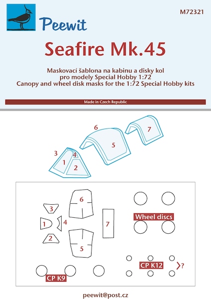 Supermarine Seafire MK F45 Canopy and wheel masks  (Special Hobby)  M72321