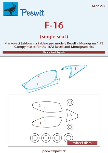 F16 Single seat Canopy and wheel Mask (Revell) M72358