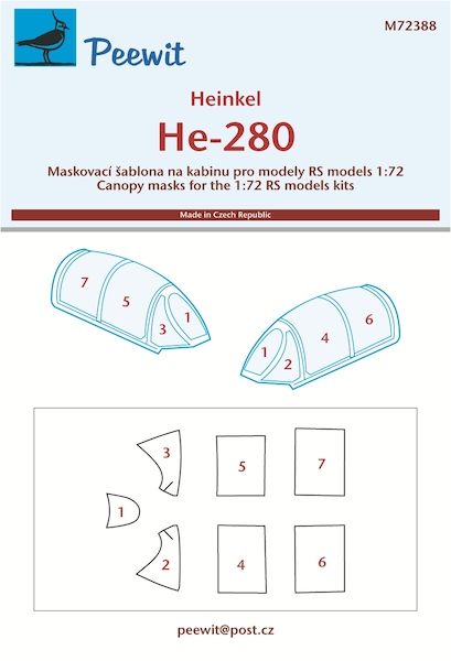 Heinkel He280 Canopy mask (RS Models) M72388