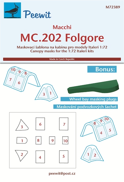 Macchi MC202 Flogore Canopy mask and wheel well plugs (Italeri) M72389