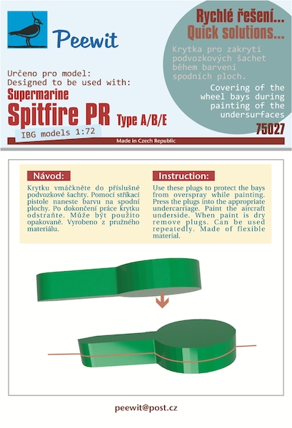 Plastic Wheelbay Paint masks Supermarine Spitfire PR Type A/B/E (IBG) M75027