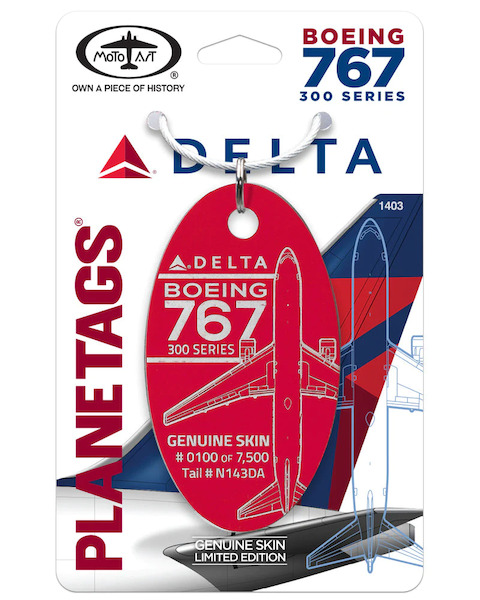 Keychain made of: Boeing 767-332-Delta Airlines N143DA (Light Red)  N143DA LIGHTR