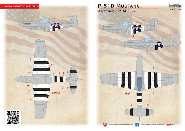 P-51D Mustang. D-Day Invasion Stripes PRS144-027