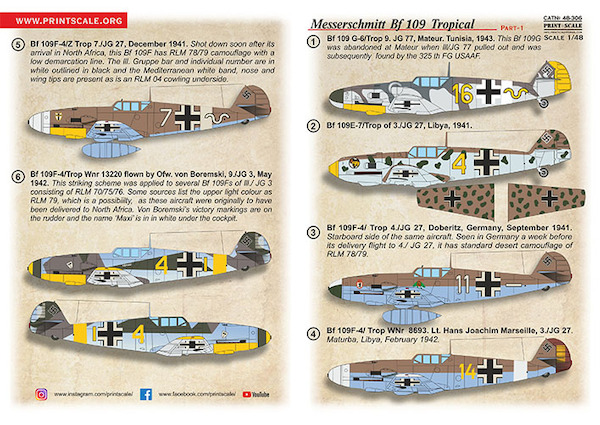 Messerschmitt Bf109G-6 Jagdgeschwader JG.53 Part-1 PRS48-306